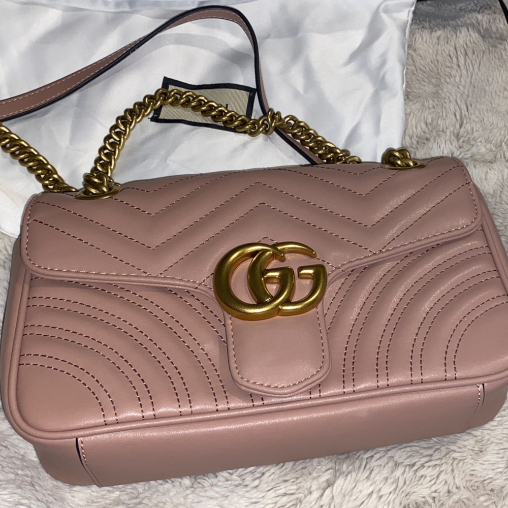Gucci Blush Pink Shoulder Bag with Gold Chain